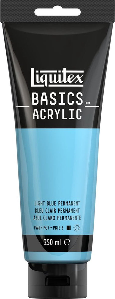 Liquitex 88700247 podstawowa farba akrylowa permanentna jasnoniebieska permanentna – ​​250 ml | artyści farba akrylowa | średnia lepkość | jasny odcień błękitu do malowania płótna