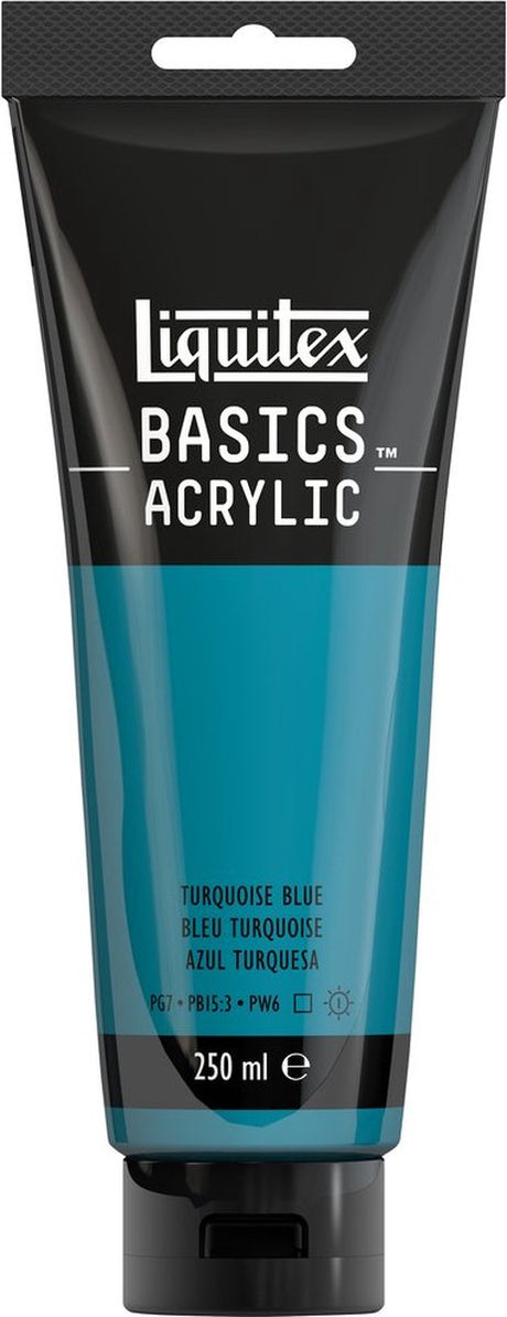 Liquitex 88700245 podstawowa farba akrylowa turkusowo-niebieski – 250 ml | artyści farba akrylowa | średnia lepkość | świeży odcień błękitu do malowania płótna