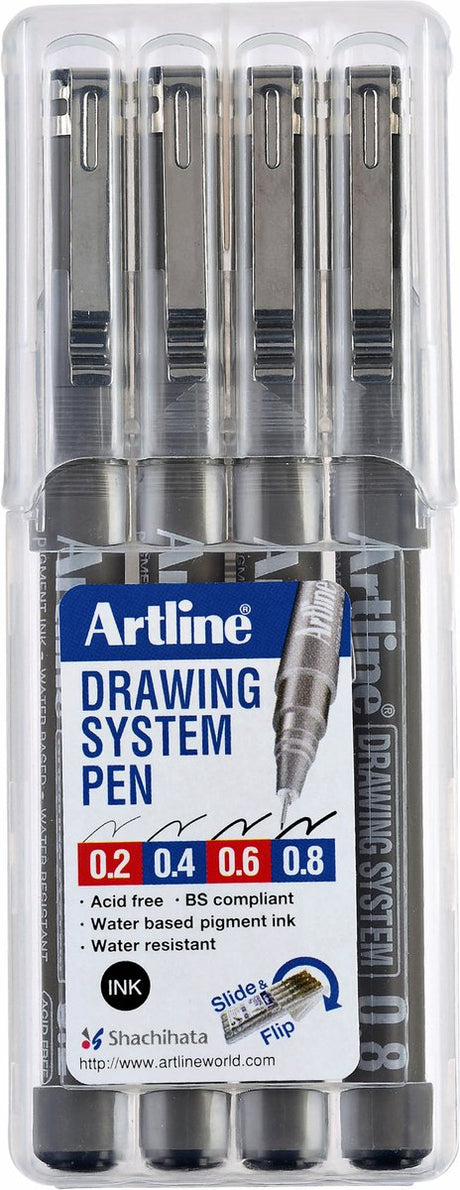 System rysowania Artline - 1 x zestaw 4 cienkopisów - szerokość linii 0,2-0,4-0,6-0,8 mm - czarny