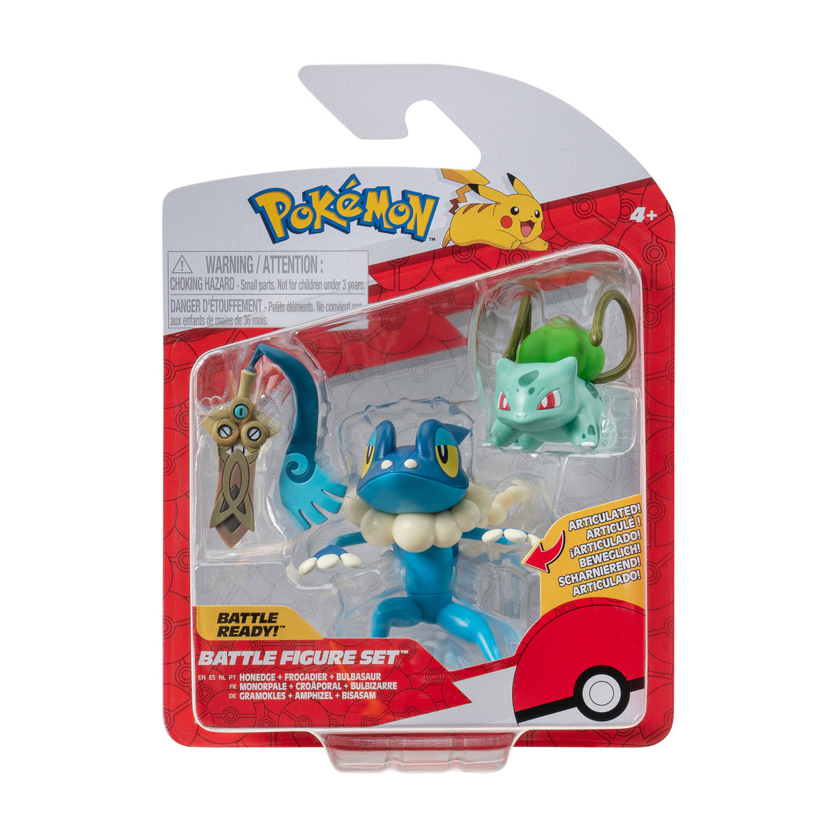 Zestaw figur Boti Pokémon Batte - Honge, Bulbasaur, Frogadier, 3st.