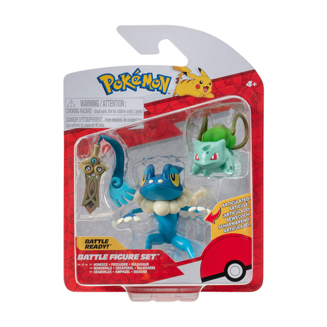 Zestaw figur Boti Pokémon Batte - Honge, Bulbasaur, Frogadier, 3st.