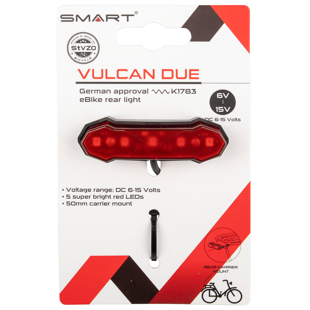Lampka tylna Smart Vulcan Due do bagażnika na rowery elektryczne