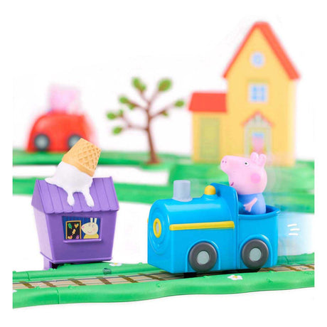 Gear2play świnka Peppa śmigaj dookoła - obwodnica Peppy przez miasto zestaw do zabawy - modułowy tor do śmigania pojazdami - interaktywny z muzyką i dźwiękiem