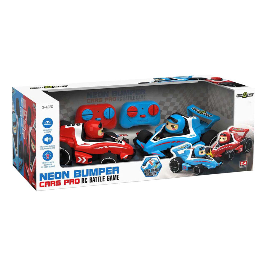 Zestaw Gear2play RC Neon Bumper Cars Pro Duo - Samochody bojowe RC Formuły 1 - Weź udział w Crash Duel!
