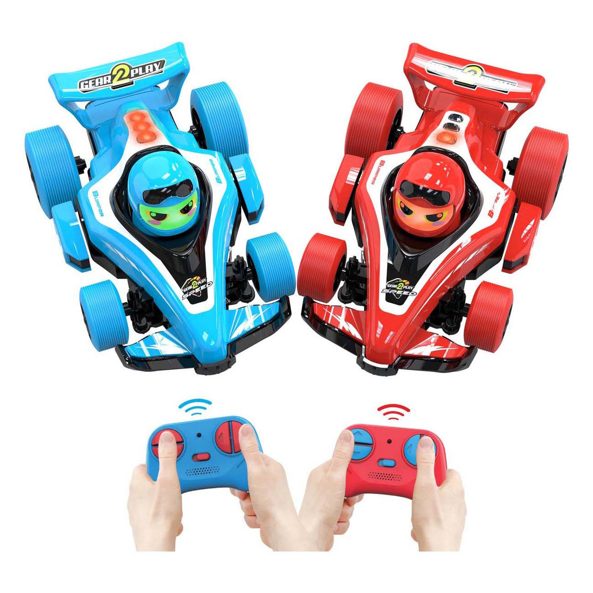 Zestaw Gear2play RC Neon Bumper Cars Pro Duo - Samochody bojowe RC Formuły 1 - Weź udział w Crash Duel!