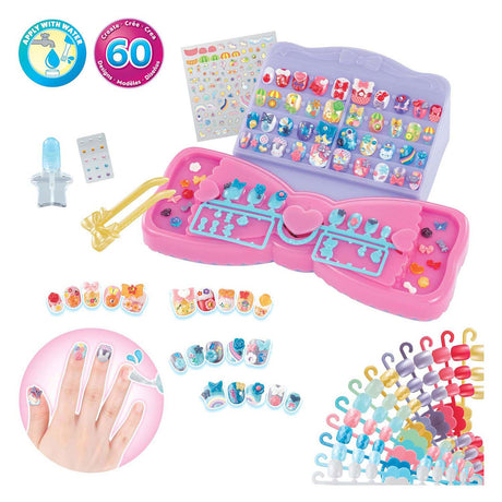 Wielokolorowy zestaw do paznokci Aquabeads dla dzieci - kompletne studio paznokci zawierające 60 gwoździ