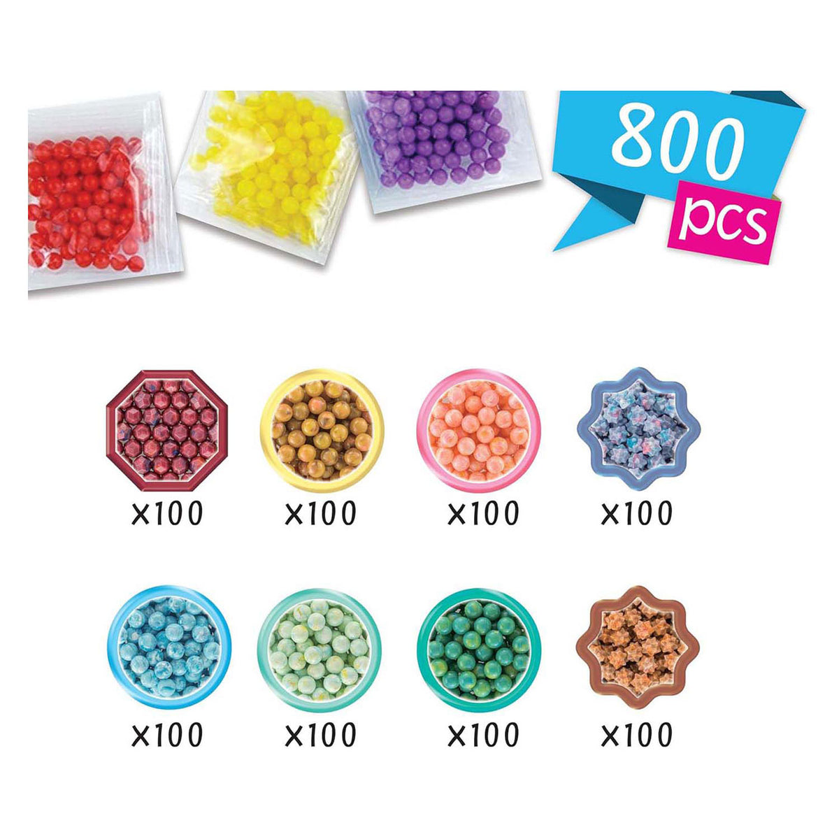 Koraliki uzupełniające Aquabeads wielokolorowa mieszanka pereł - wiele kolorów w 1 perle - koraliki akwarelowe - 800 perełek