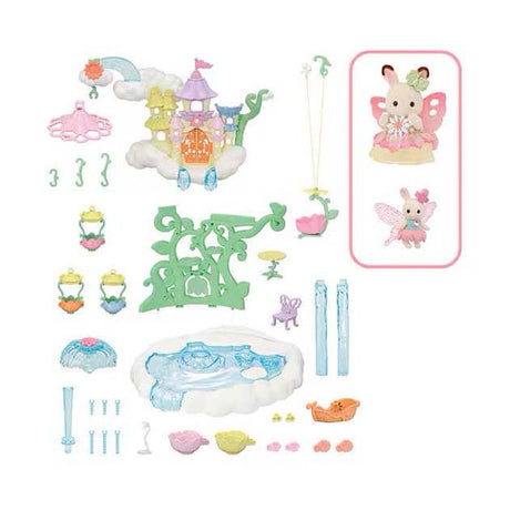 Sylvanian rodziny 5815 niebiański zamek księżniczki, w tym 2 aksamitnie miękkie figurki do zabawy