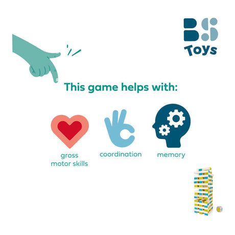 Bs Toys mega drewniana gra w chwiejne wieże, 61 elementów.