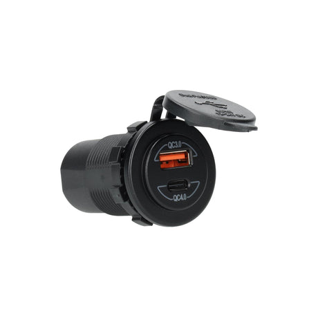 Power line USB ładowarka wbudowana z USB-A QC3.0 i USB-C QC4.0