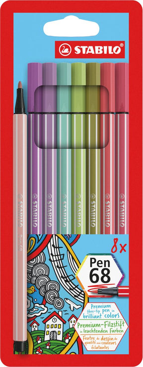 Stabilo pen 68 - flamastr premium - nowe kolory - etui z 8 kolorami