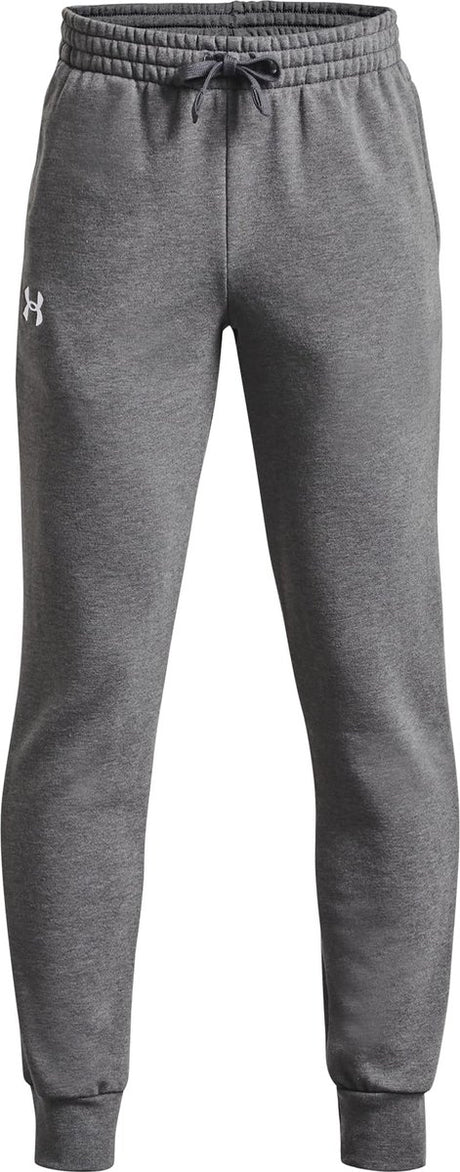 Spodnie sportowe Under Armour UA Rival Fleece Joggers-Szare Chłopięce spodnie sportowe - Castlerock Light Heather - Biały