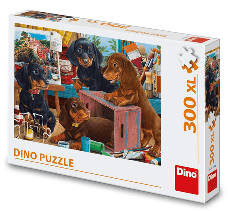 Puzzle Dinotoys Dino z wesołymi psami 300 elementów