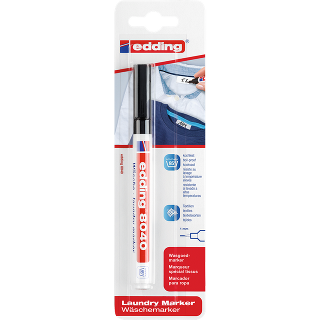 Edding 1024509 - e-8040 1 marker do prania czarny | 5 sztuk