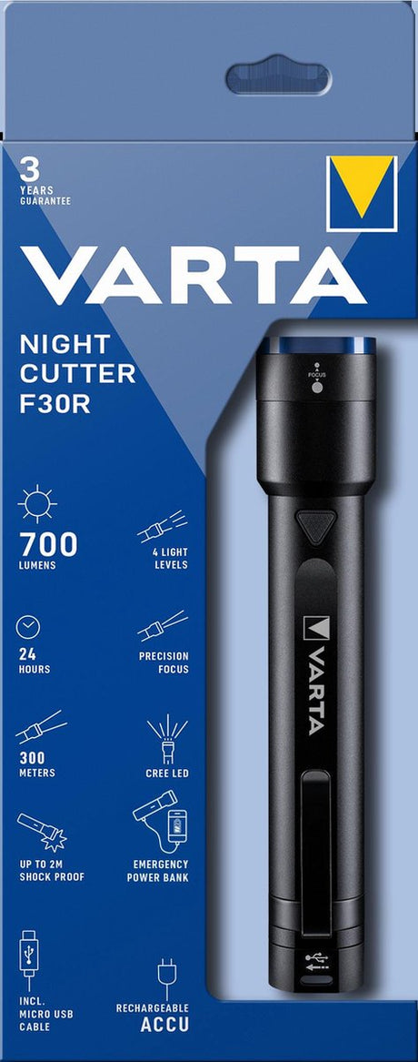 Nocny nożyk Varta f30r - latarka LED i power bank - bryzgoszczelny - 18901