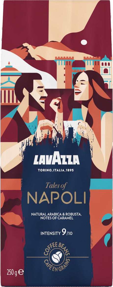 Lavazza Opowieści o ziarnach kawy Napoli - 6 x 250 gramów - mieszanka kawowa z ziaren Robusty i Arabiki - intensywność 9 10