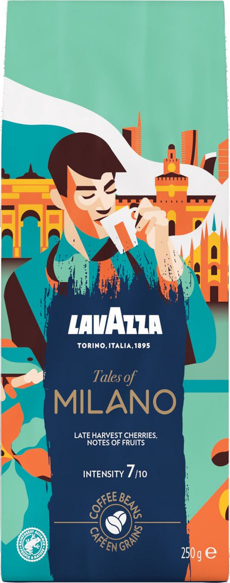 Lavazza Opowieści o ziarnach kawy milano - 6 x 250 gramów - 100% ziaren kawy arabica - intensywność 7 10