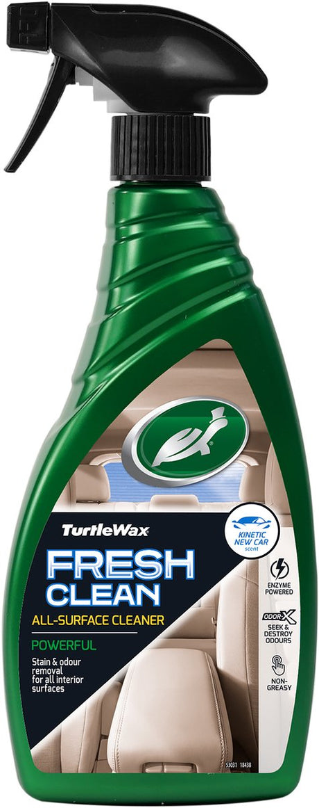 Turtle Wax Power Out Fresh Clean Uniwersalny środek czyszczący do wszystkich powierzchni - silny środek do usuwania nieprzyjemnych zapachów - do wszystkich powierzchni - z technologią odor-x - odświeża do 30 dni - 500ml