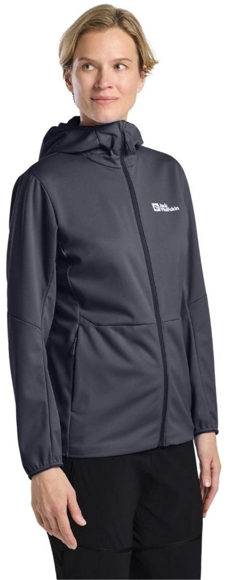 Damska kurtka softshell z kapturem Jack Wolfskin Feldberg w kolorze grafitowym
