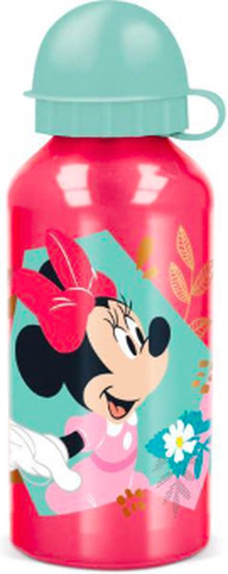 Stor Disney's Minnie Mouse aluminiowa butelka do picia - 400 ml - lekka - szczelna zakrętka - butelka do picia dla dzieci - czerwona miętowo-zielona