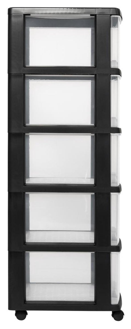 System szuflad Curver Essentials - 5x20 litrów - czarny przezroczysty