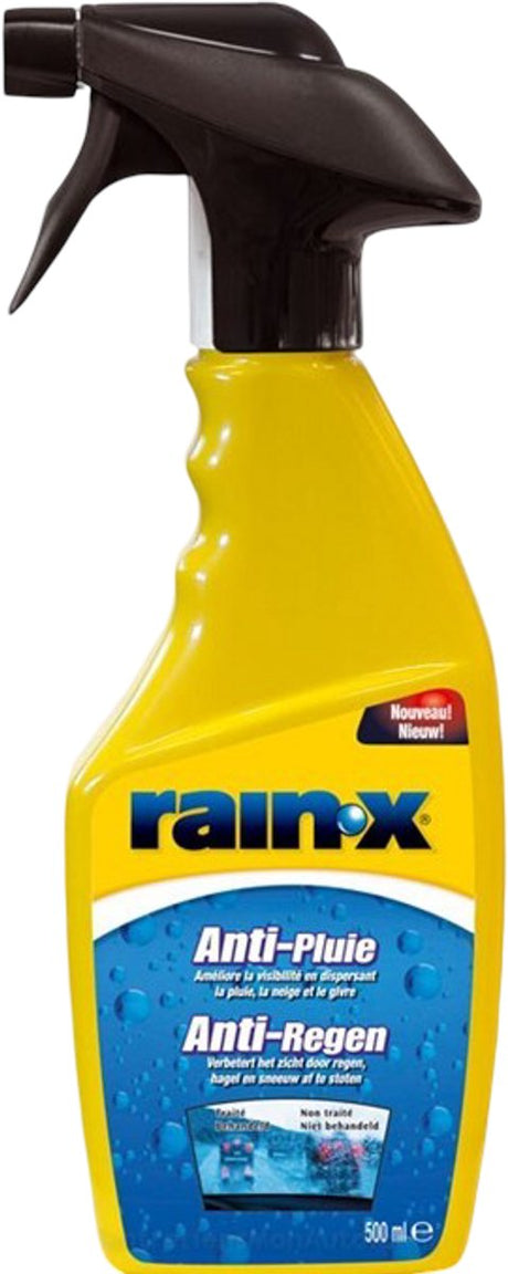Rain-x przeciwdeszczowy środek do czyszczenia szyb w sprayu 500ml – ochrona czyszczenia w jednym – natychmiastowe usuwanie kropel deszczu – do wszystkich powierzchni szklanych