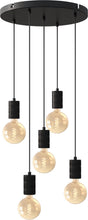 Lampa sufitowa retro Calex - 5x E27 - przemysłowa lampa wisząca - lampa wisząca ø50cm okrągła - czarna