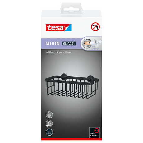 tesa 1072286 - wieszak prysznicowy w kolorze księżycowej czerni, pojedynczy czarny | 1 szt