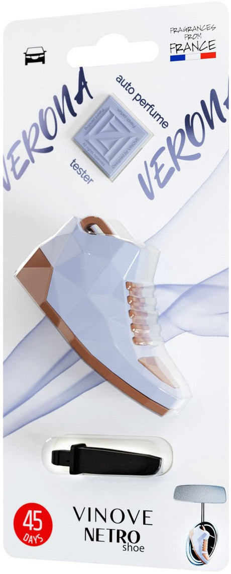 Odświeżacz powietrza Vinove Netro Shoe Verona - odświeża do 45 dni (ponad 6 tygodni) - w kratce wentylacyjnej - na lusterku wewnętrznym - bezpieczny dla wnętrza