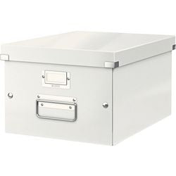 Pudełko do przechowywania średniej wielkości Leitz wow click store - 85% kartonu pochodzącego z recyklingu - 28,1 x 37 cm (szer. x gł.) - do formatów A4 - idealne do biura i pracy w domu - białe