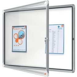 Nobo premium plus zamykana szklana witryna zewnętrzna magnetyczna do formatu 8xa4 z bocznym zamkiem - szaro-biała