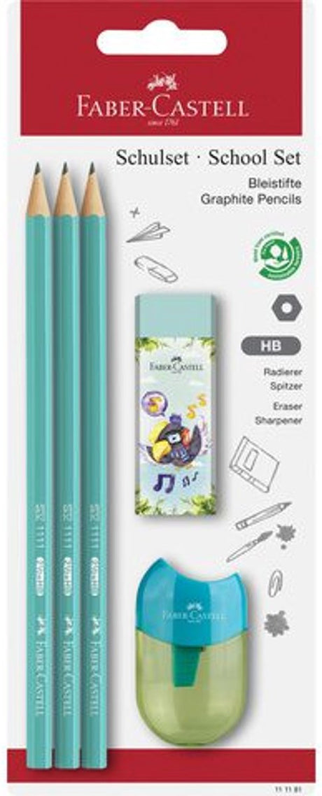 Zestaw szkolny Faber-castell - ołówki grafitowe 1111 - hb - gumka + temperówka - fc-111181