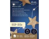 Lumineo micro LED dekoracyjne oświetlenie sznurkowe 10 lamp w kolorze ciepłej bieli z drewnem