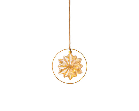 Lumineo LED szkło gwiazdowe z 15 lampkami mikroLED w metalowym pierścieniu - ø 26cm, na baterie z timerem
