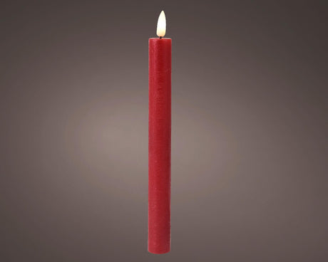 Świece stołowe Lumineo LED z migoczącym płomieniem w kolorze czerwonym śr. 2x24,5cm z 6-godzinnym timerem