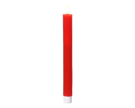 Świece stołowe LED Lumineo 2 szt. z migoczącym płomieniem Świąteczna czerwień woskowa śr. 2x24,5 cm z 6-godzinnym timerem