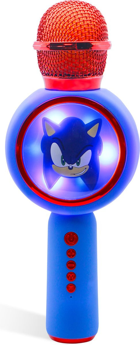 OTL Technologies Sonic the Hedgehog - bezprzewodowy mikrofon do karaoke dla dzieci - podświetlany wyświetlacz LED - głośnik - zniekształcenie głosu