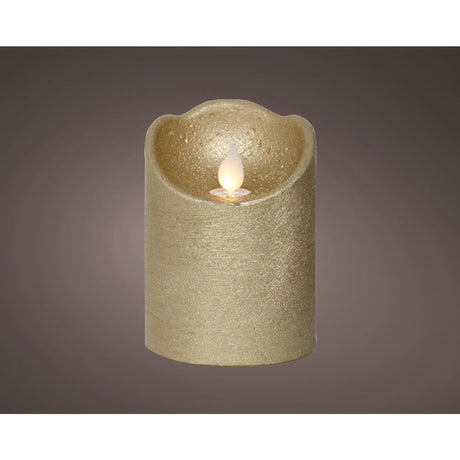 Lumineo LED świeca machająca woskowa złota ø7,5xh10cm ciepła biel