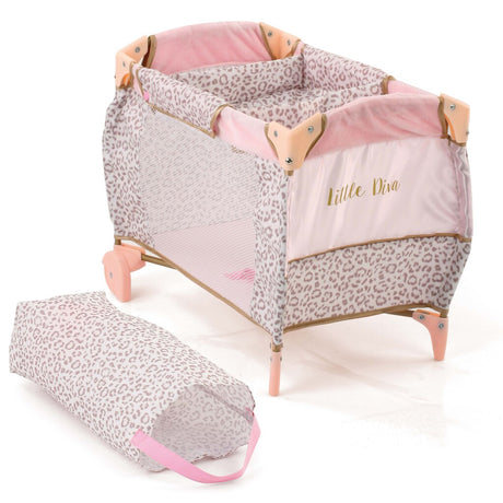 Podstawowe składane łóżko dla lalek Little Diva 41x28x12 cm w kolorze różowego złota