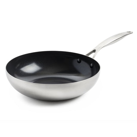 Patelnia do woka Greenpan Geneva 28 cm ze stali nierdzewnej w kolorze czarnym