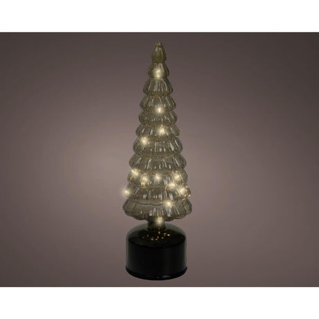 Lumineo Choinka LED szklana obrotowa ø10x34cm