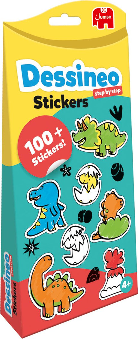 Pakiet tematyczny naklejek Jumbo Dessineo - dinozaury, od 4 lat