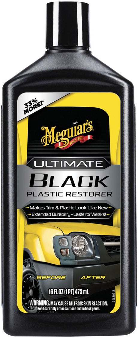 Renowator Meguiar's Ultimate Black - do gumy i tworzyw sztucznych - przywraca kolor i połysk - ochrona przed promieniowaniem UV - szybko schnie - 473ml