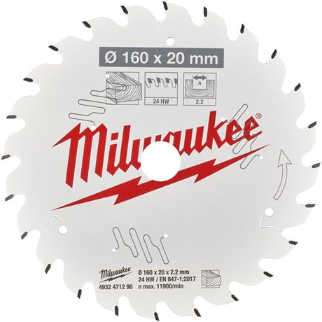 Akcesoria do piły tarczowej Milwaukee p szer. 160x20x2,2x24atb - 4932471290