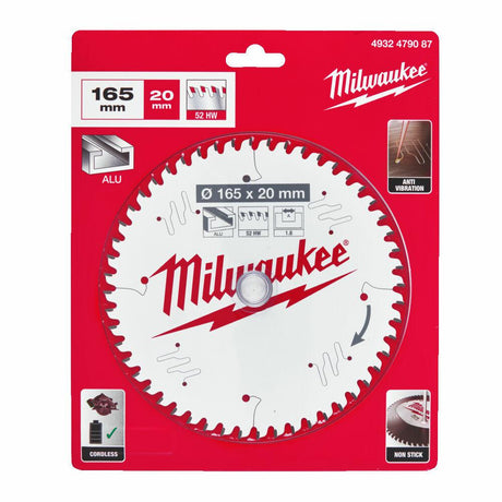 Milwaukee rondzaag 165x20x2,2x52z aluminium