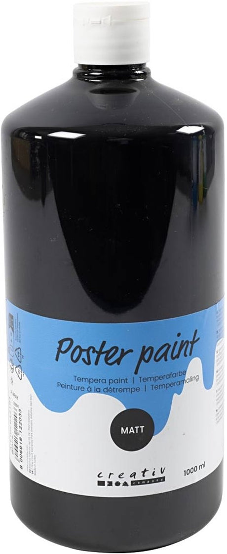 Farba akrylowa firmy Creativ czarna czarna farba szkolna | farba hobbystyczna | czarna farba akrylowa | matowy | 1000ml | 1 sztuka
