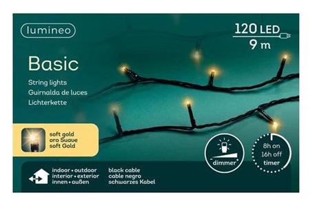 Lampki choinkowe Lumineo basic 120led zewnętrzne 9m szampańskie (miękkie złoto)