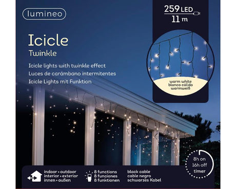 Lumineo LED sopel oświetleniowy 11 metrów - 259LED ciepły biały migot