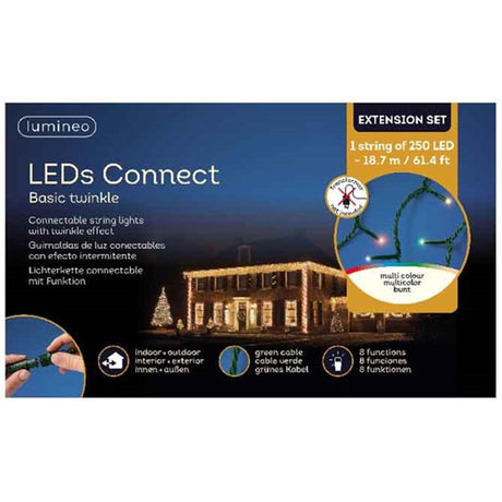 Lumineo LED's connect oświetlenie sprzęgające podstawowy zestaw przedłużający twinkle wielokolorowa dioda LED 1870cm-250l