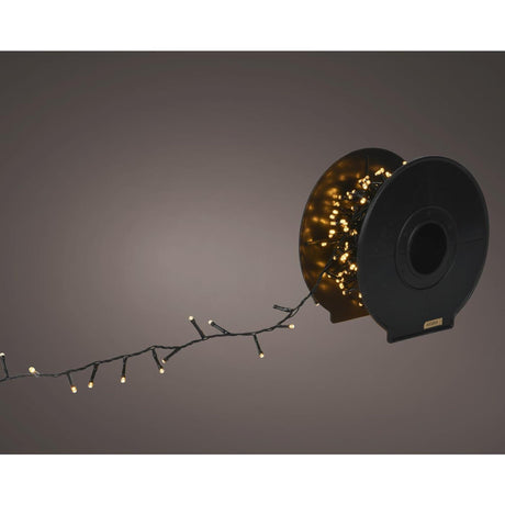 Lumineo led compact verlichting op rol 1000led 30 meter 8 functie twinkel effect met dual timer zwart soft gold